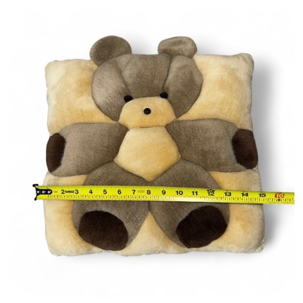VTG Angel Toy Teddy‎ Bear Pillow Plush Square Stuffed Animal Brown Beige Nursery - Picture 4 of 6
